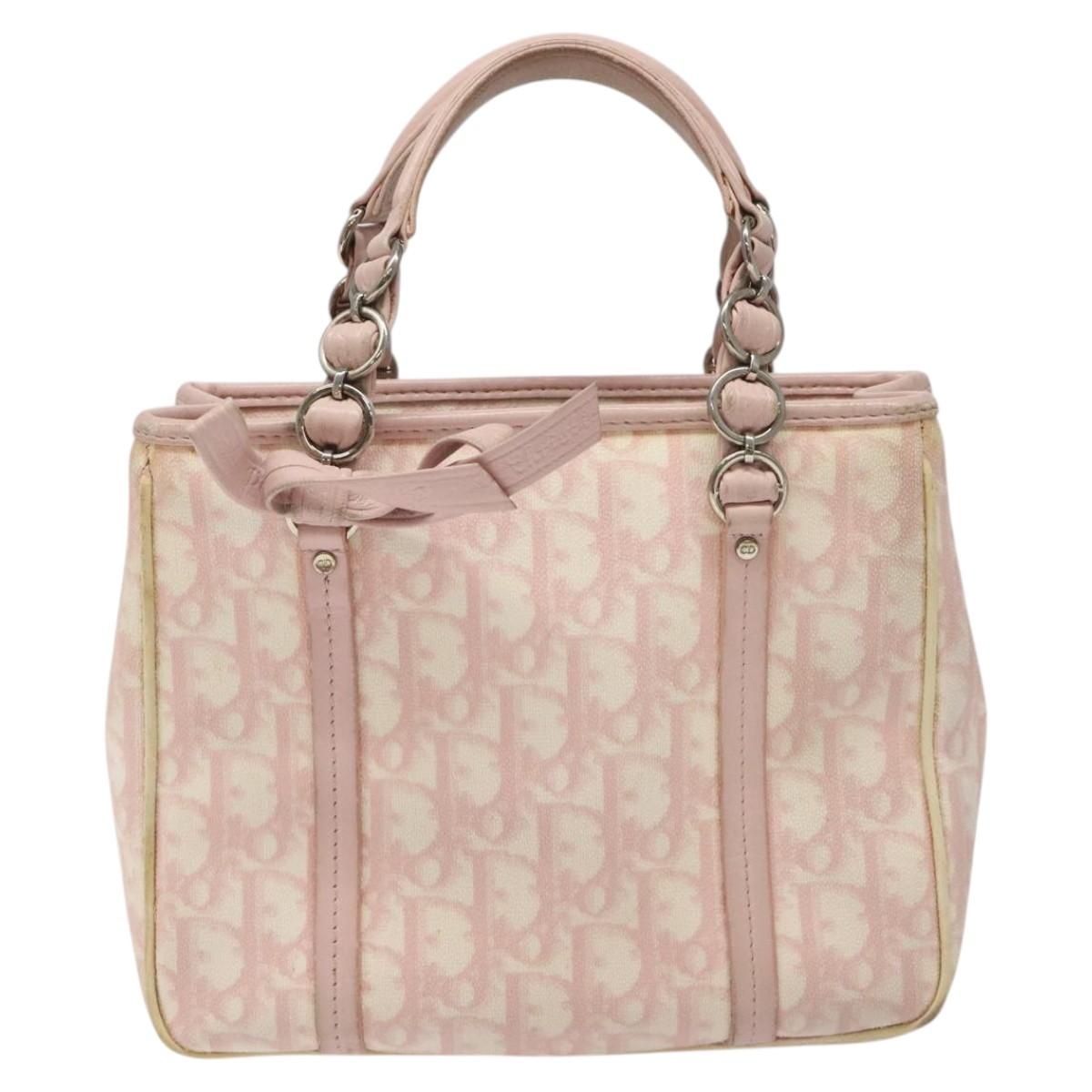 DIOR Trotter Canvas Romantic Hand Bag Pink Silver - 13