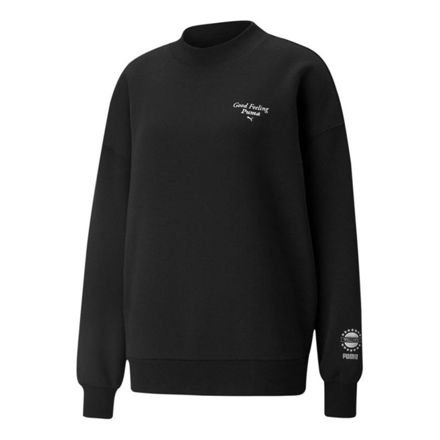 (WMNS) PUMA Logo Wellness Club Crewneck Sweatshirt 'Black' 534398-01 - 1