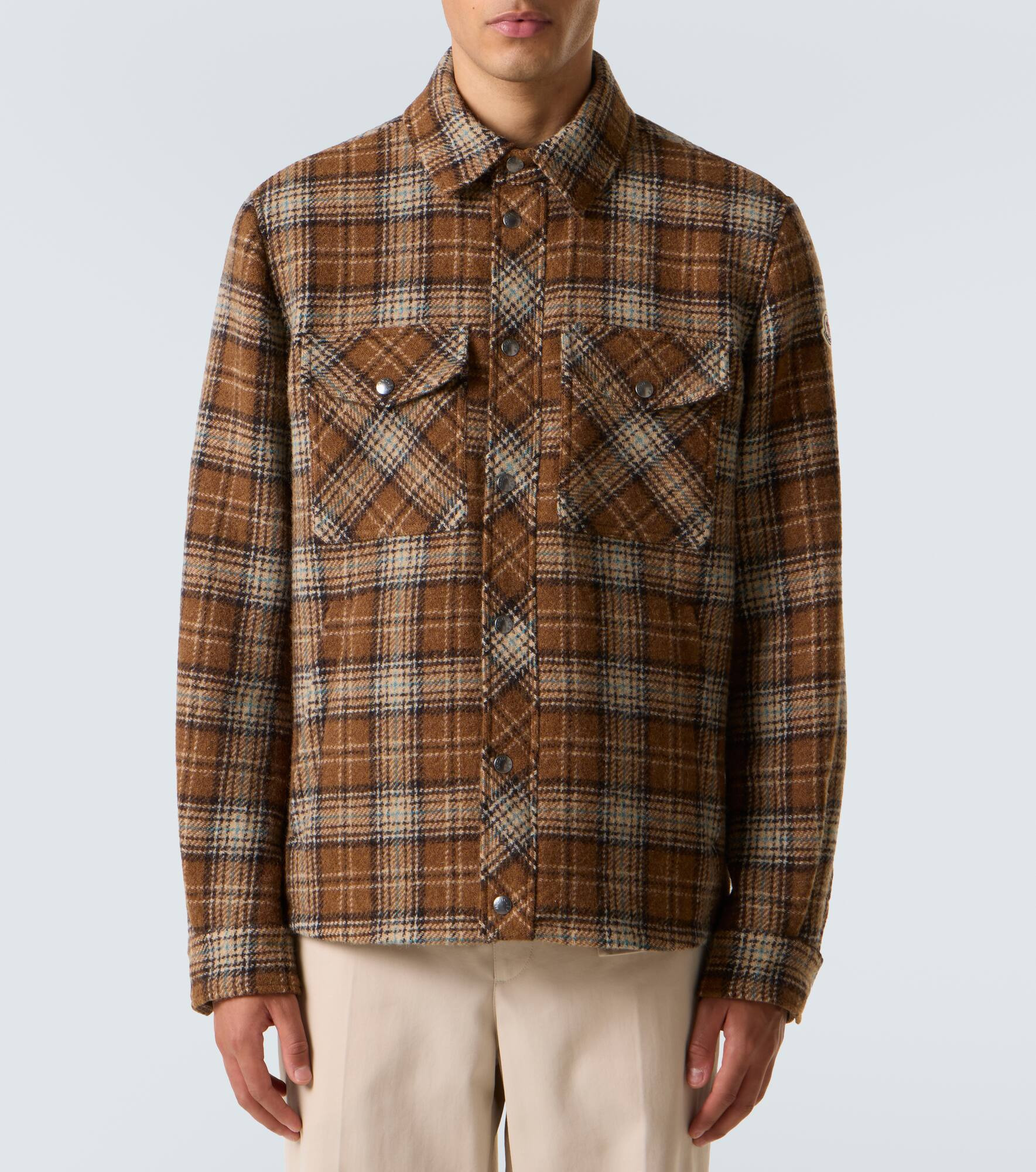 Checked virgin wool overshirt - 3