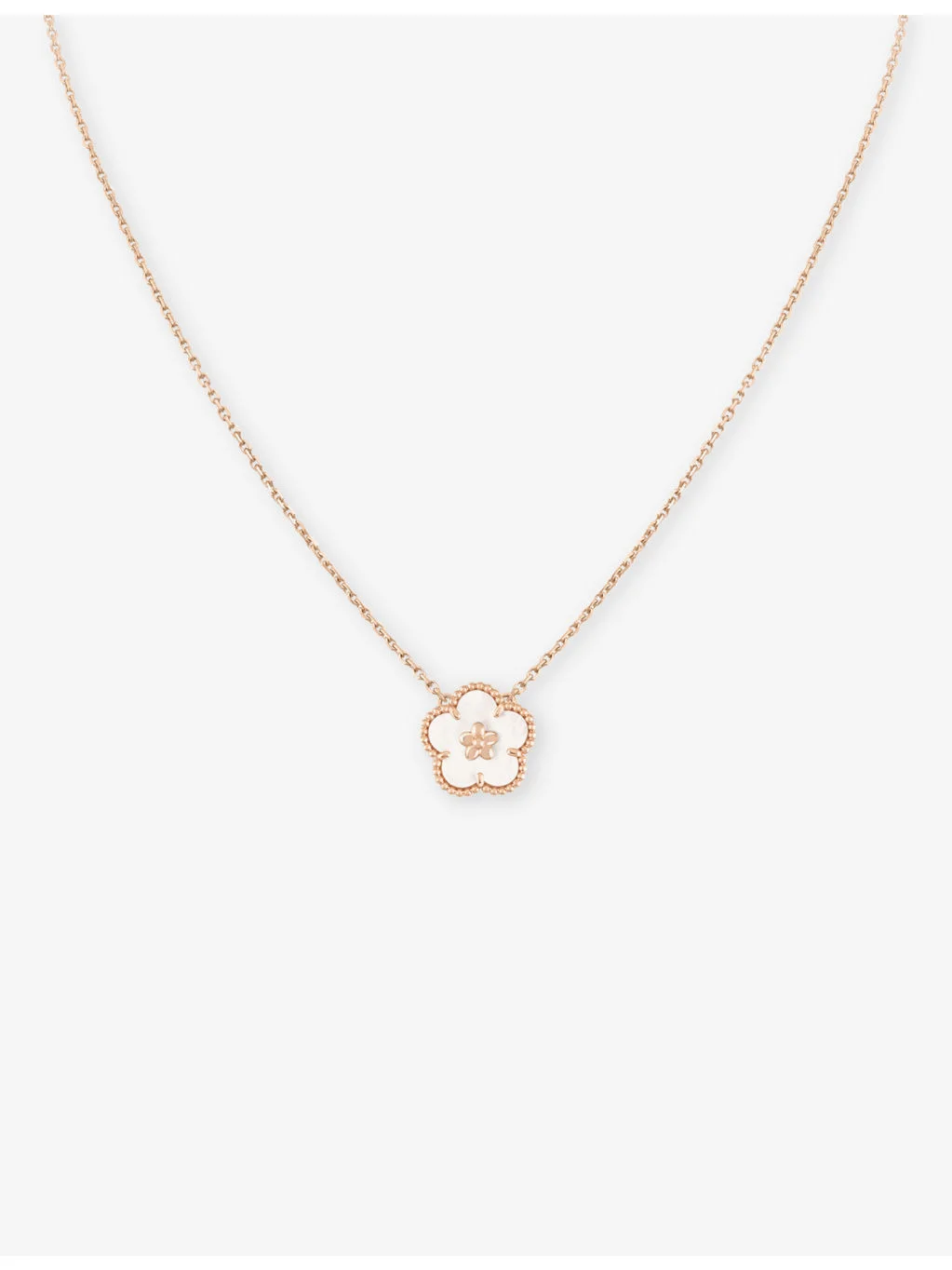 Lucky Spring plum blossom 18ct rose-gold and mother-of-pearl pendant necklace - 1