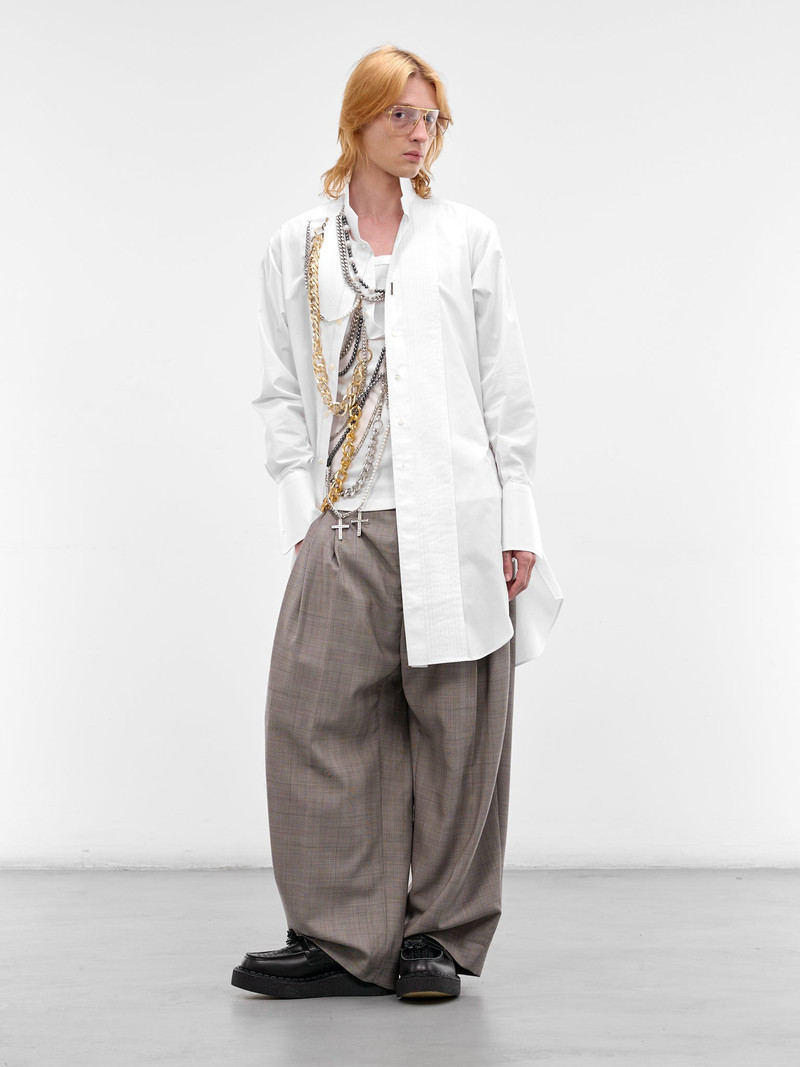 Junya Watanabe MAN White Layered Necklaces Deconstructed Shirt outlook