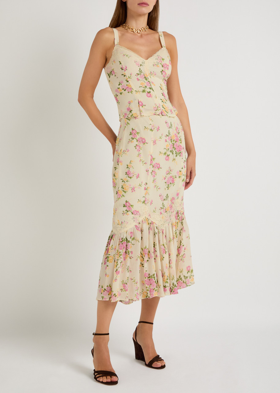 Reformation Sarita Floral Georgette top and Midi Skirt set - 4
