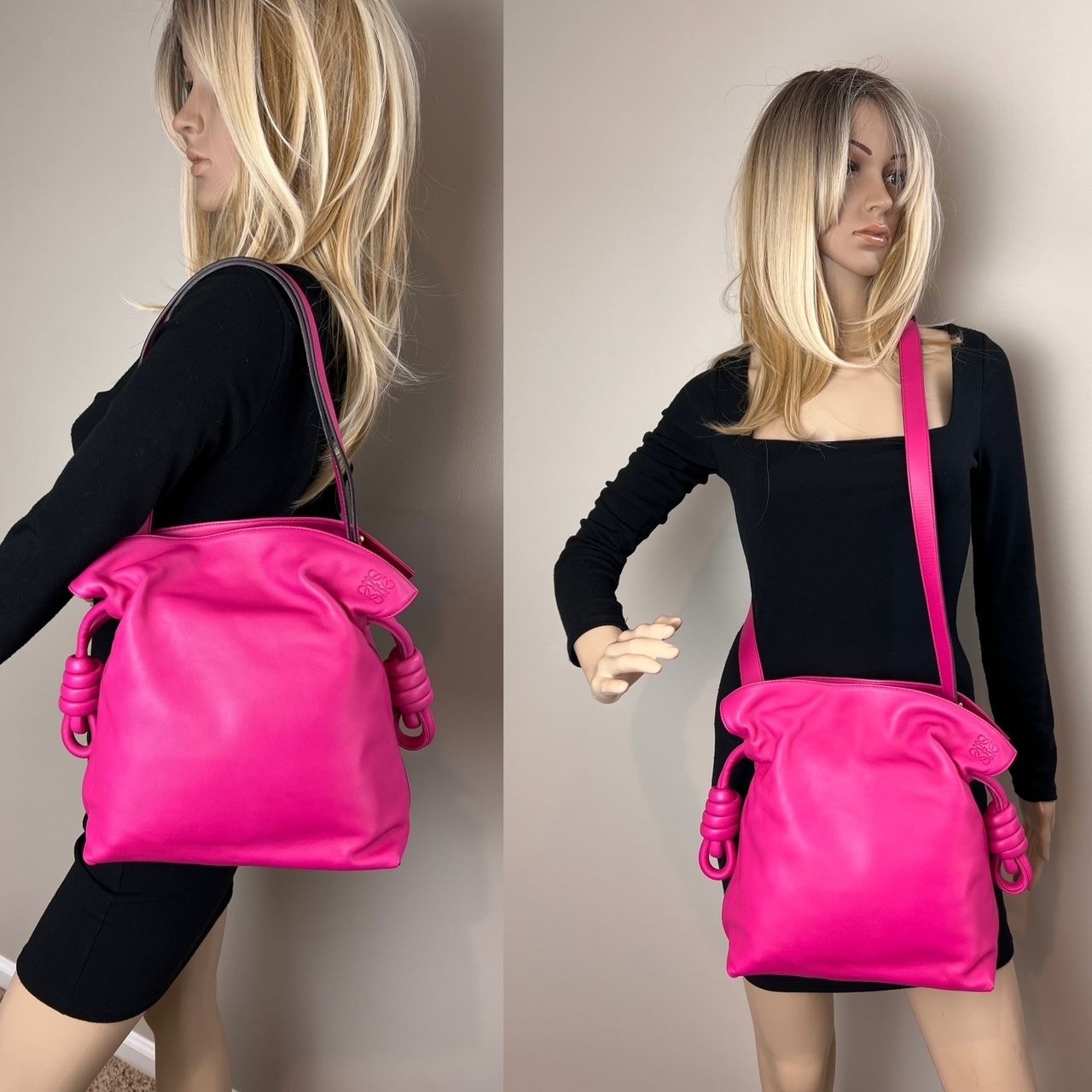 Loewe Nappa Pink Flamenco Medium Knot Shoulder Bag - 13