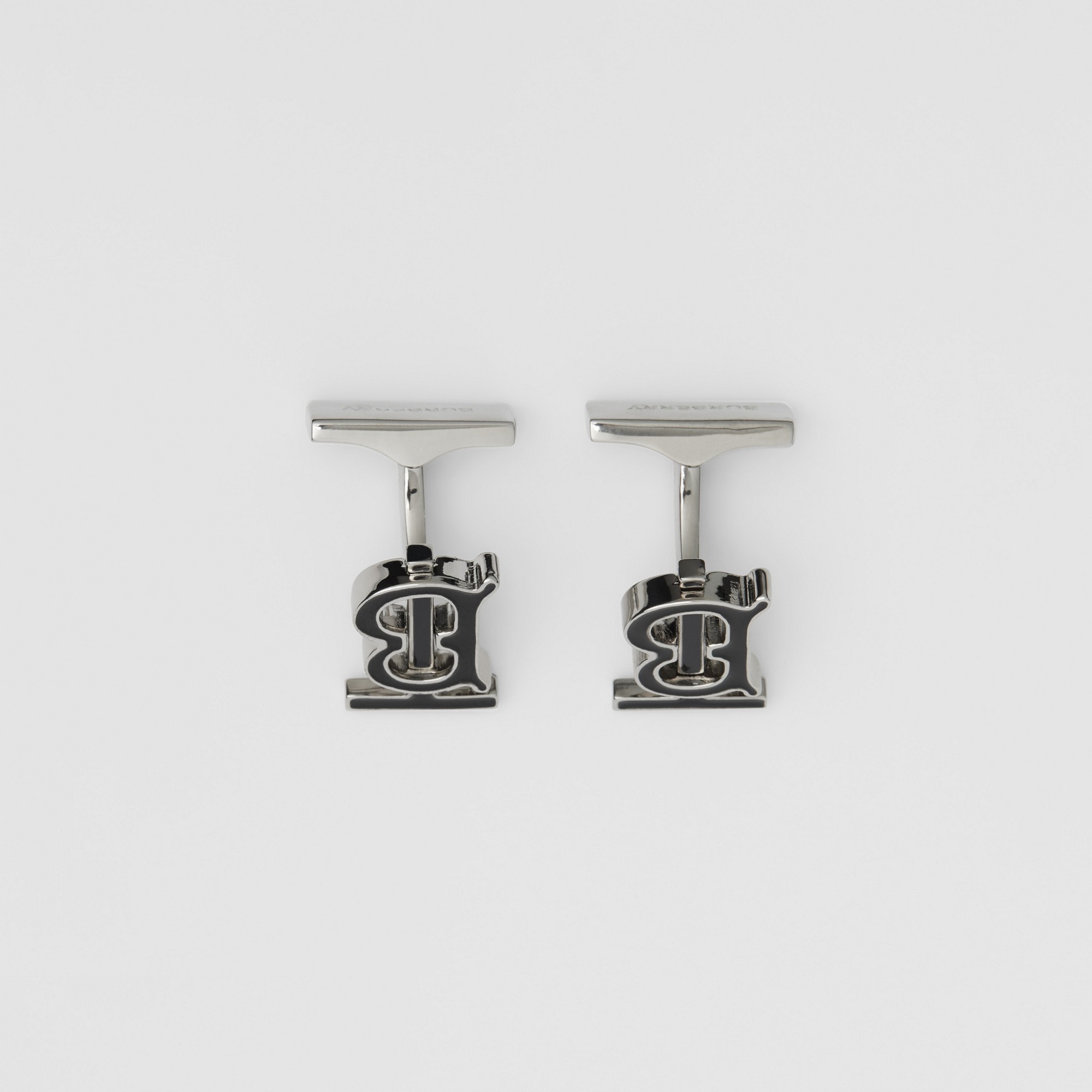 Monogram Motif Enamel and Palladium-plated Cufflinks - 3