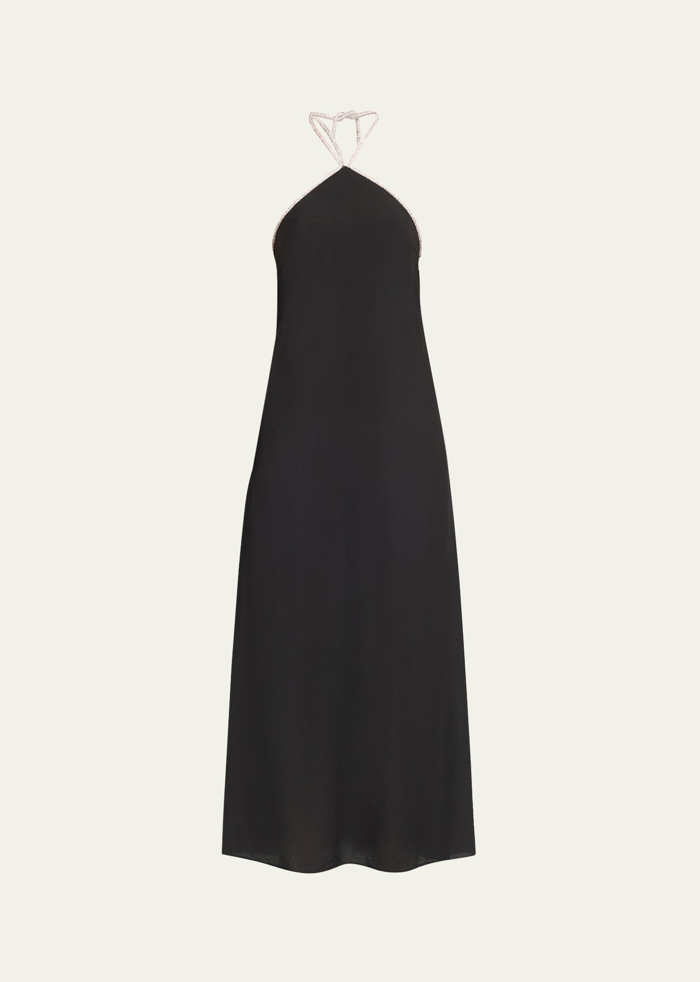 Onyx Crystal Trim Halter Maxi Dress - 1