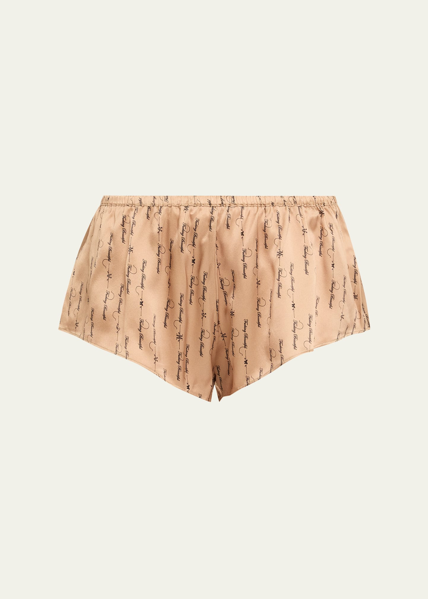 Script-Print Silk Lounge Tap Shorts - 1