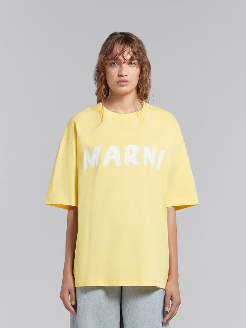 YELLOW ORGANIC COTTON T-SHIRT WITH LOGO - 2