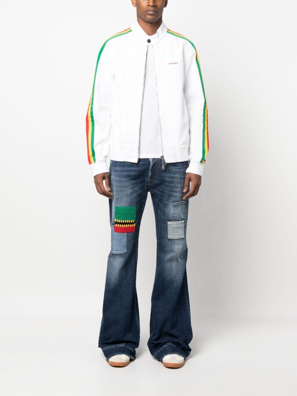 stripe-detail cotton jacket - 2