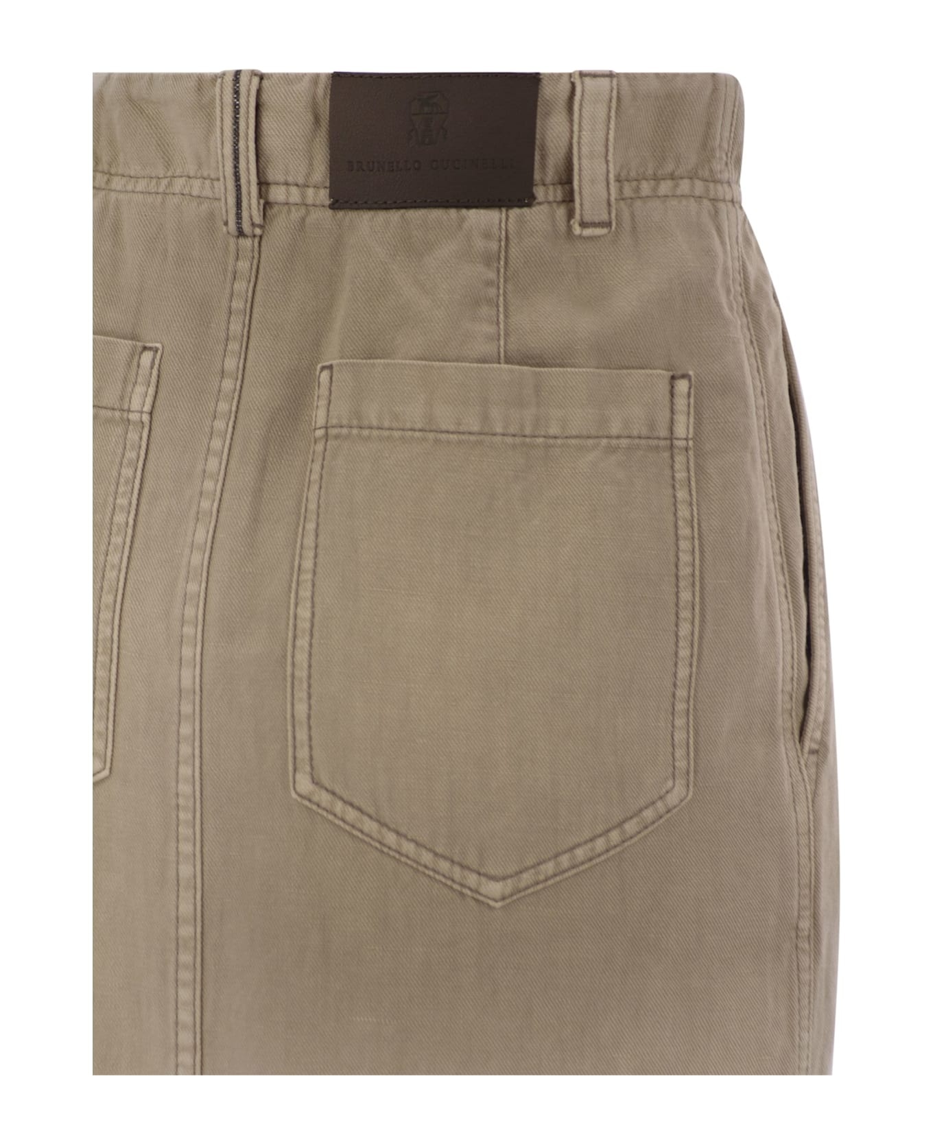 Chino Skirt In Garment-dyed Cotton And Linen Cover - 4