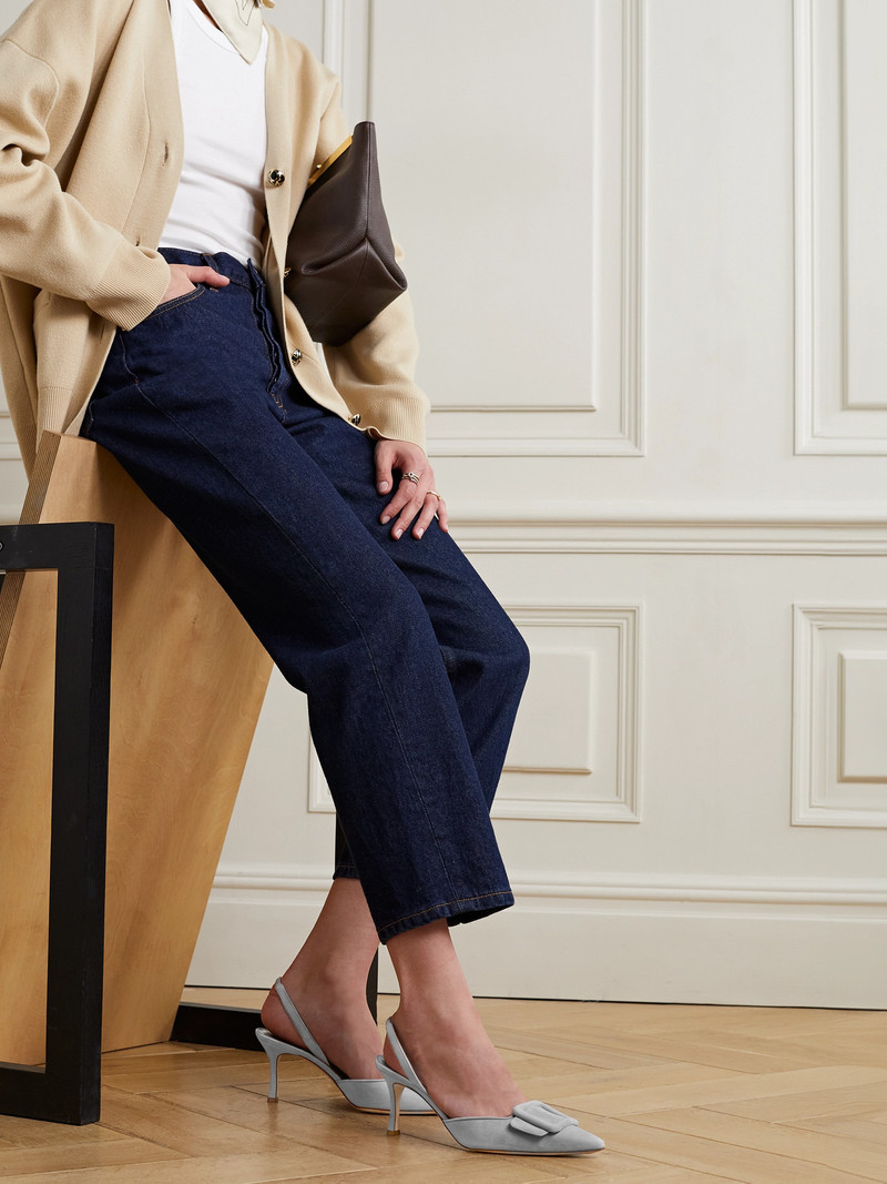 Manolo Blahnik Maysli 70 Buckled Suede Slingback Pumps outlook