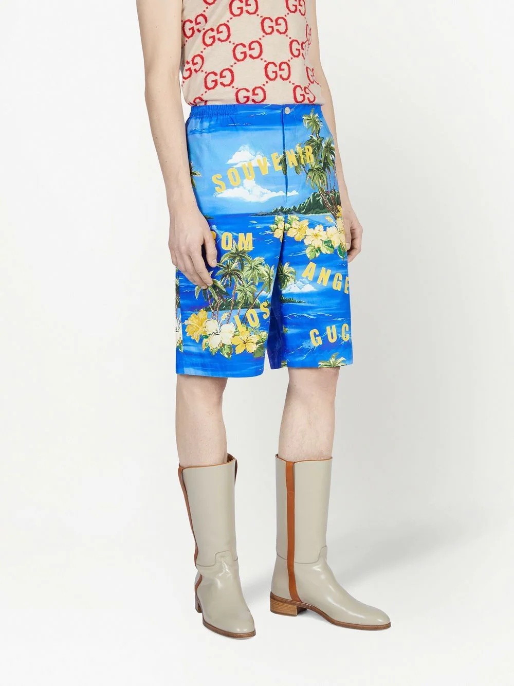 graphic-print high-waisted shorts - 3