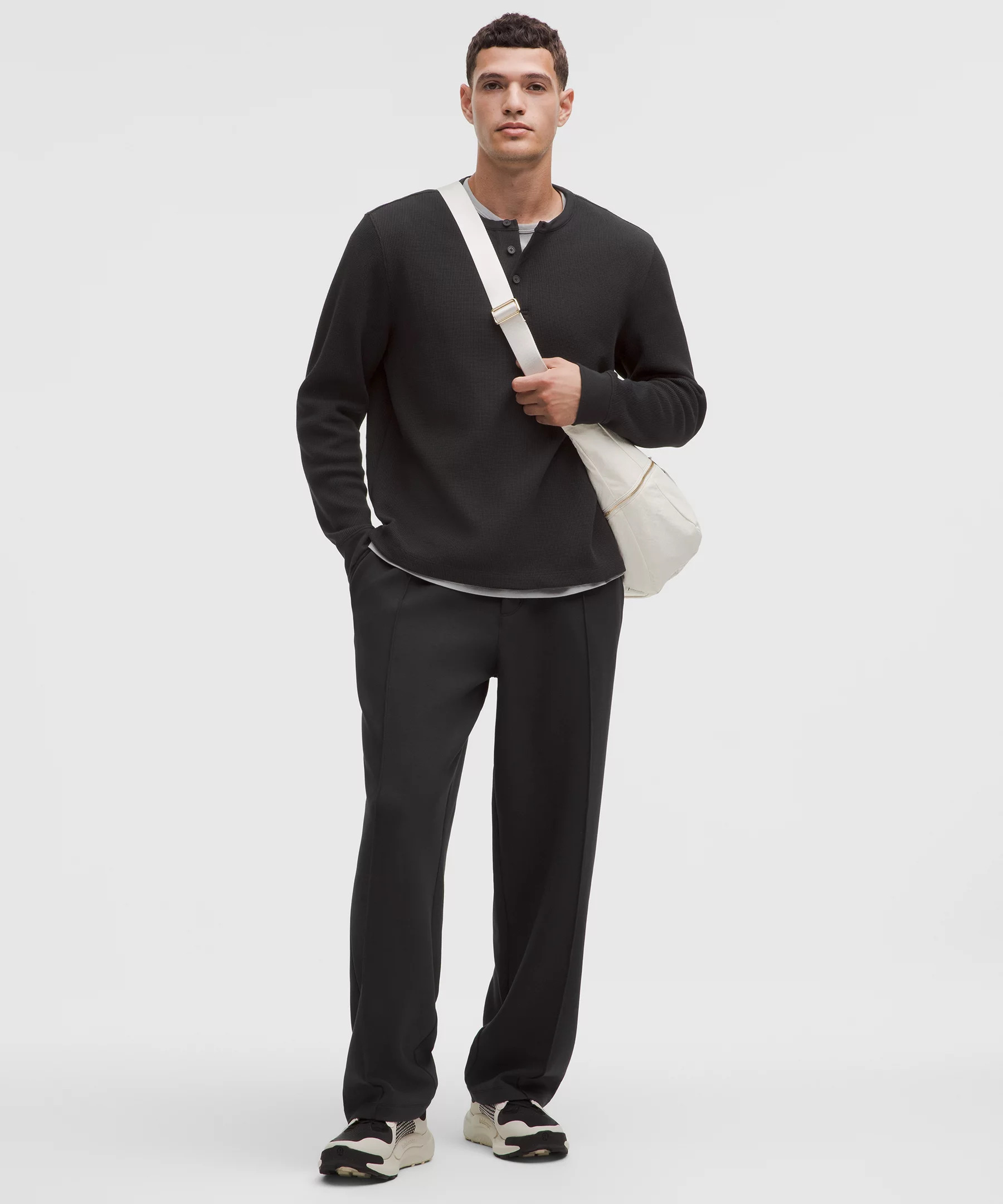 Cotton-Blend Waffle Knit Long-Sleeve Henley - 2