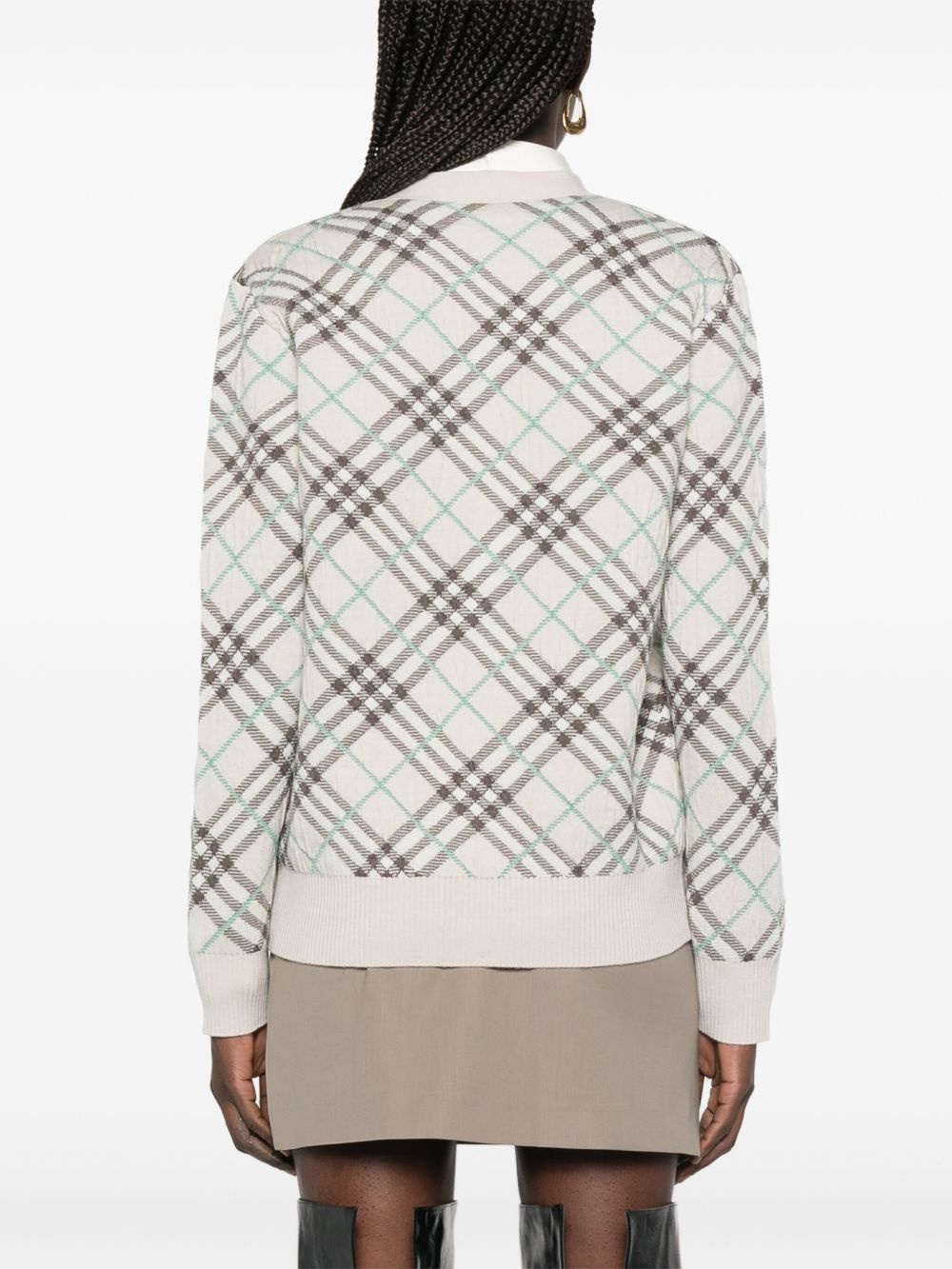 checked cardigan - 4