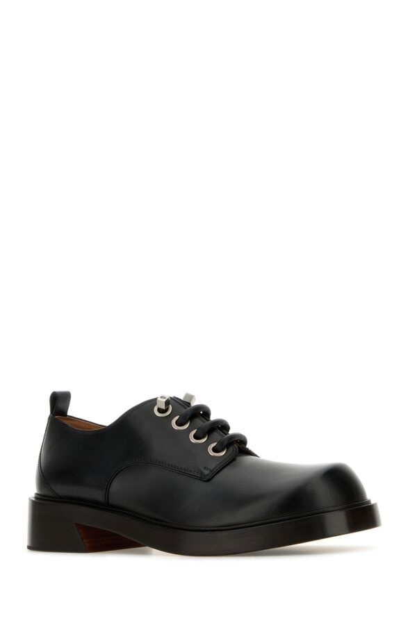 Black leather lace-up shoes - 2