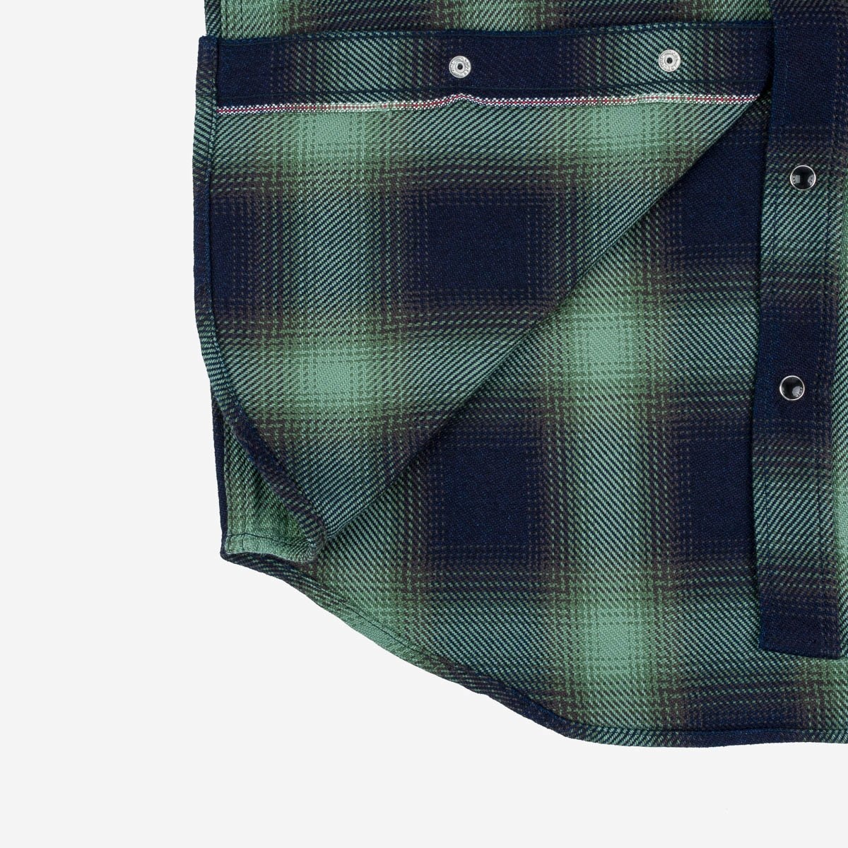 IHSH-348-GRN 9oz Selvedge Ombré Check Western Shirt - Green - 13