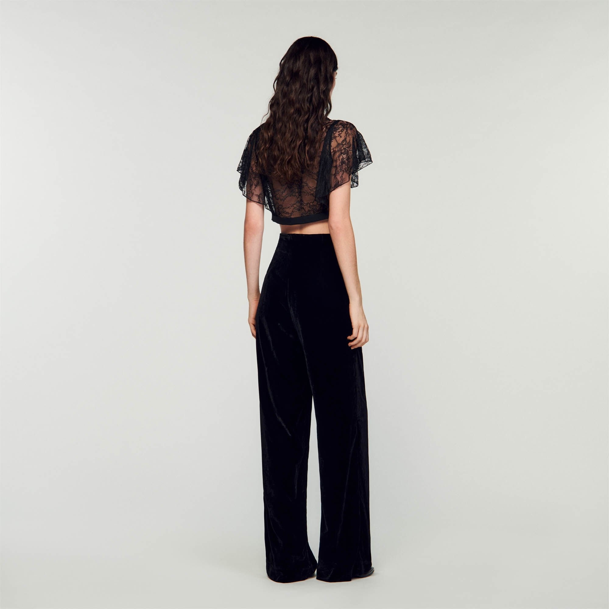 WIDE-LEG VELVET PANTS - 6
