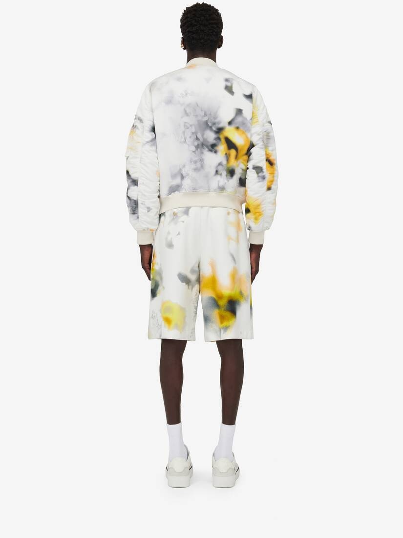 Men's Obscured Flower Bomber Jacket in White/yellow - 4