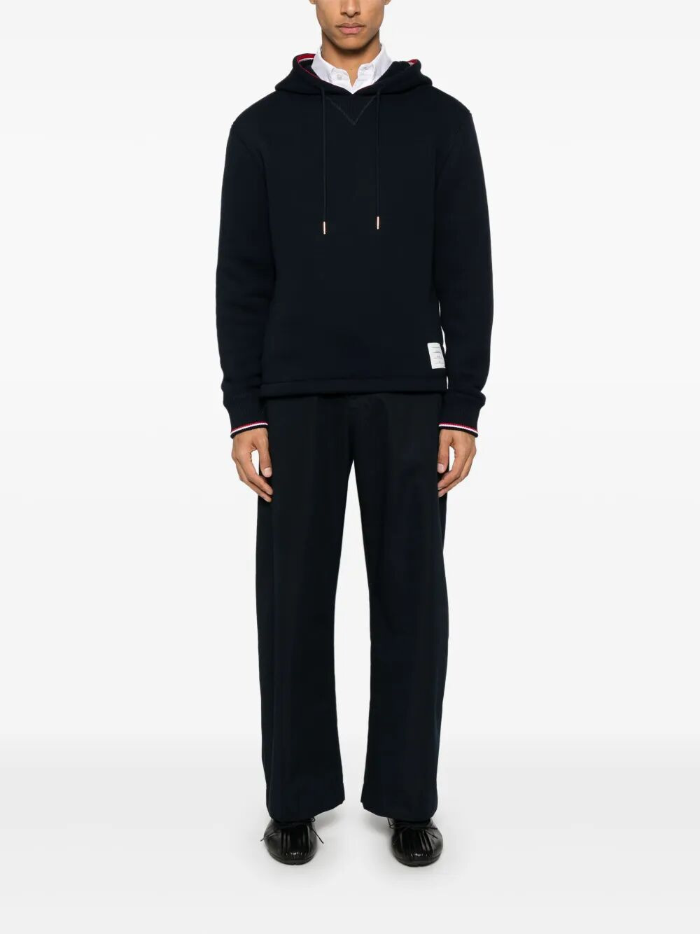 Thom Browne Men Oversized Hoodie Pullover With Rwb Tipping Stripe In Chunky Loopback - 4