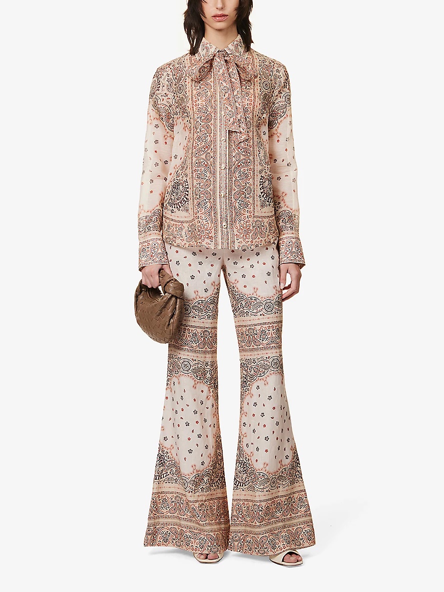 Zimmermann Matchmaker floral-print wide-leg high-rise linen