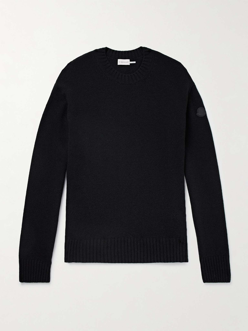 Logo-Appliquéd Virgin Wool and Cashmere-Blend Sweater - 1