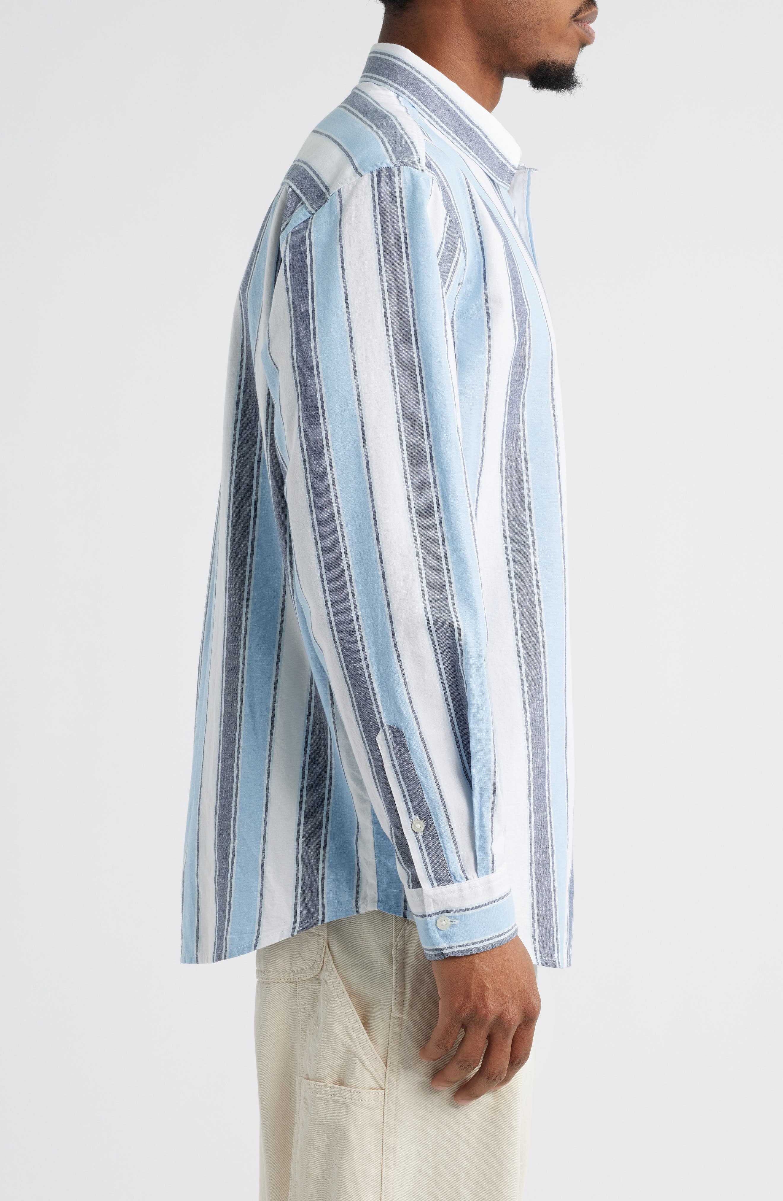 Carhartt Work In Progress Kendricks Button-Up Shirt in Kendricks Stripe Blue at Nordstrom - 4