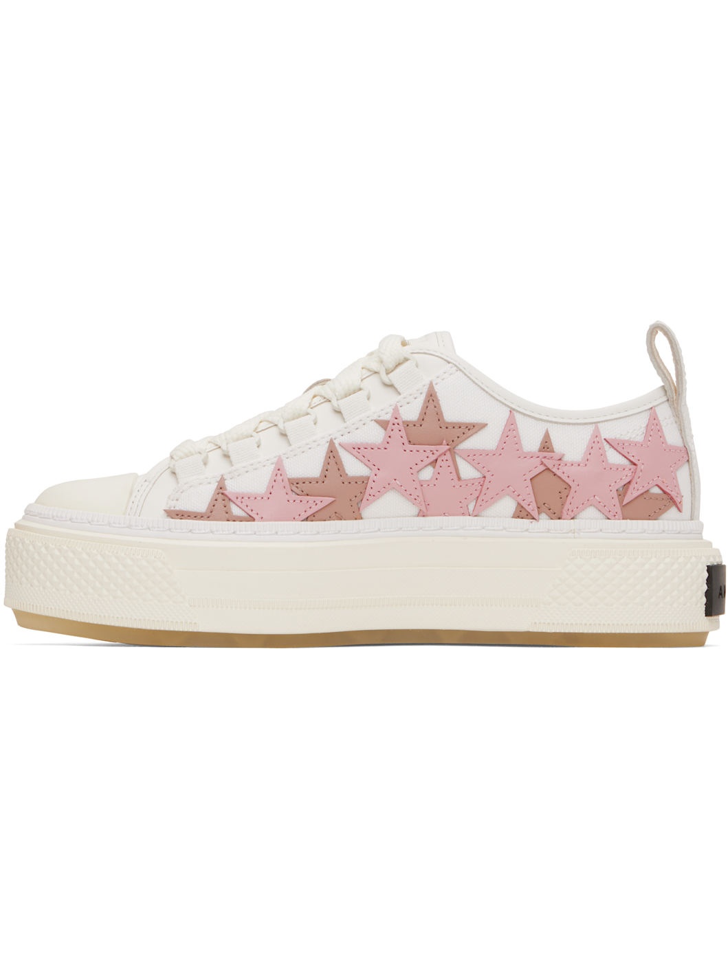 White & Pink Stars Court Low Sneakers - 3