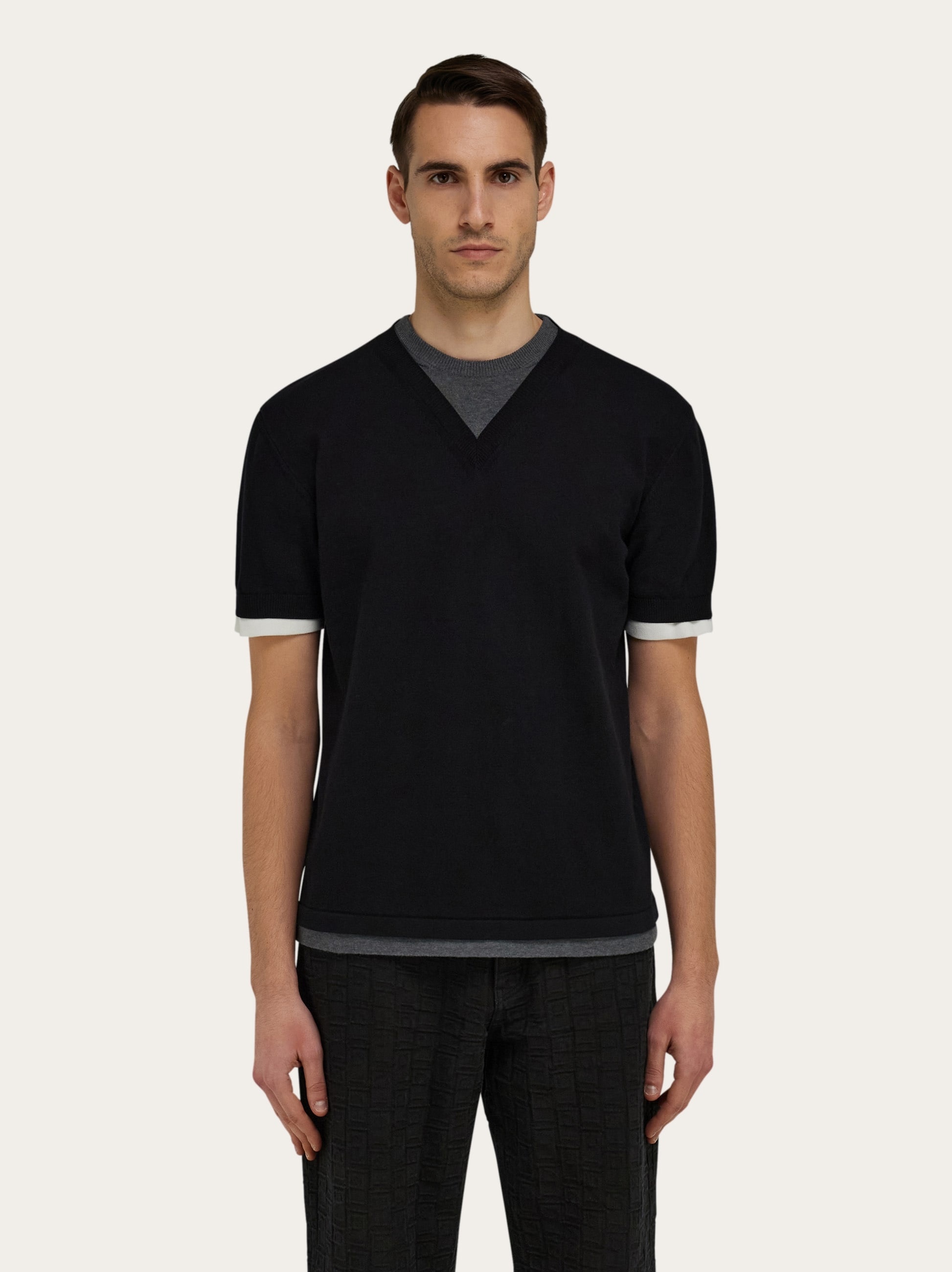 Layered knitted T-shirt - 2