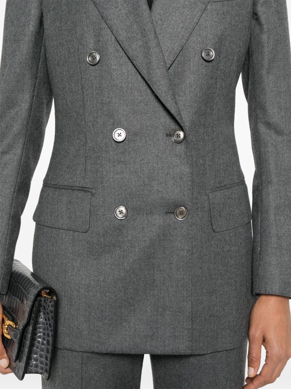 mélange double-breasted blazer - 5