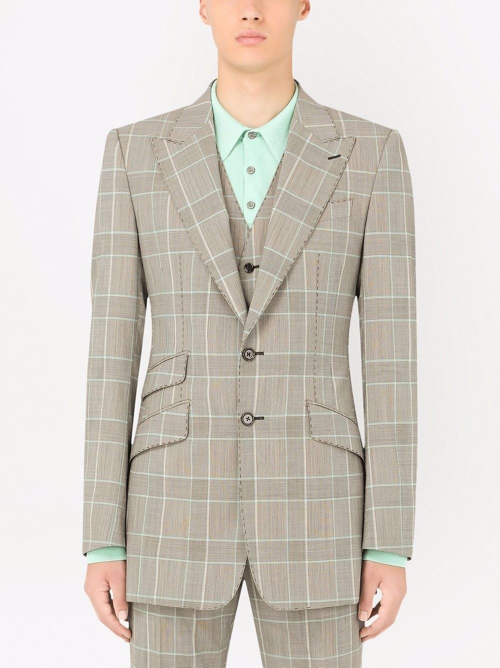 checked three-piece suit - 3