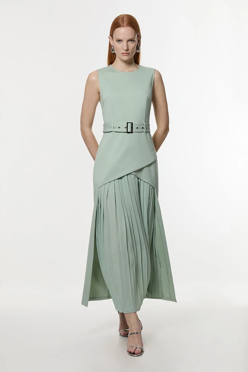 Forever Ponte And Georgette Jersey Pleated Maxi Dress - 1