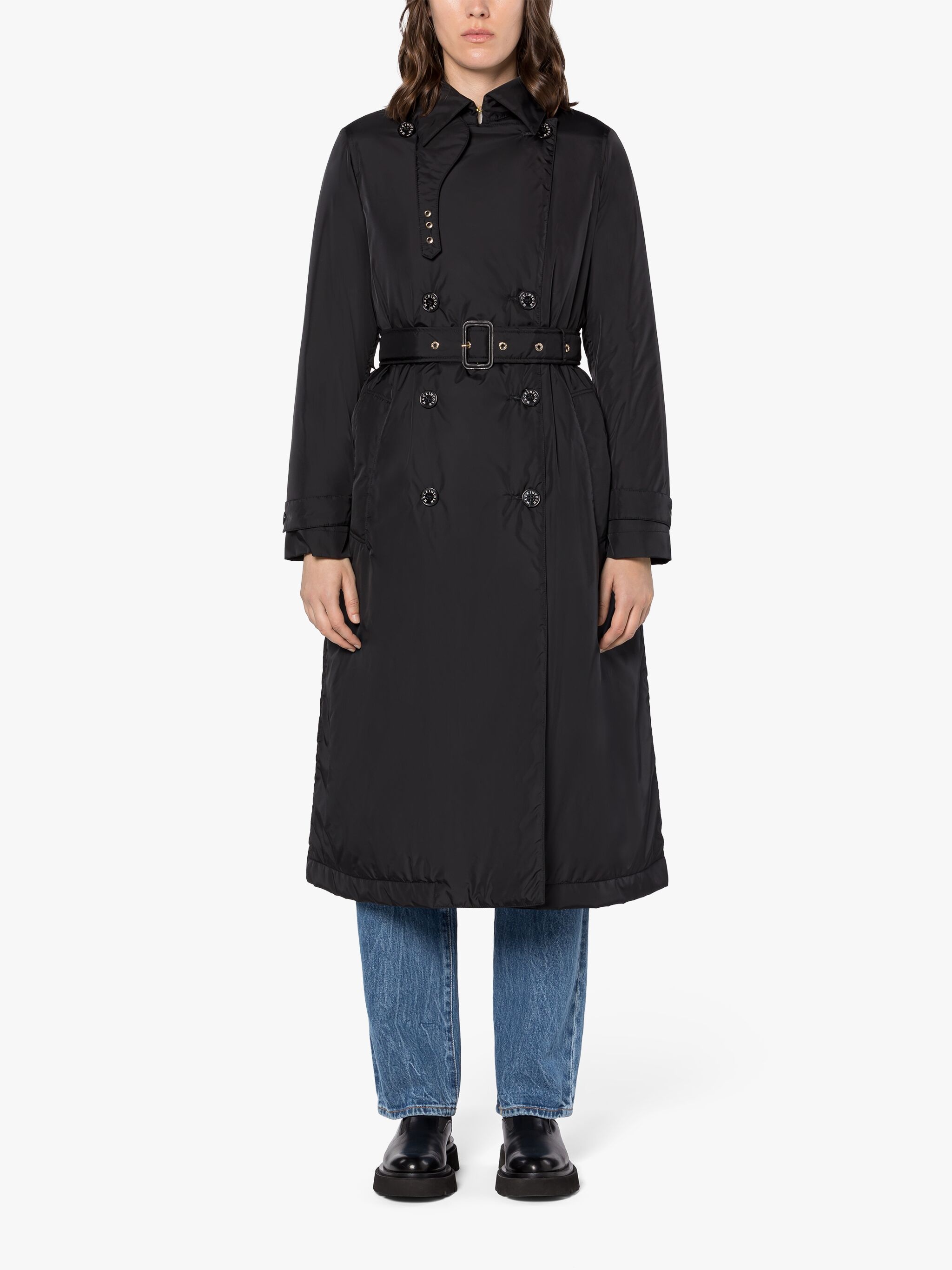 TYRIE BLACK NYLON THINDOWN TRENCH COAT - 3