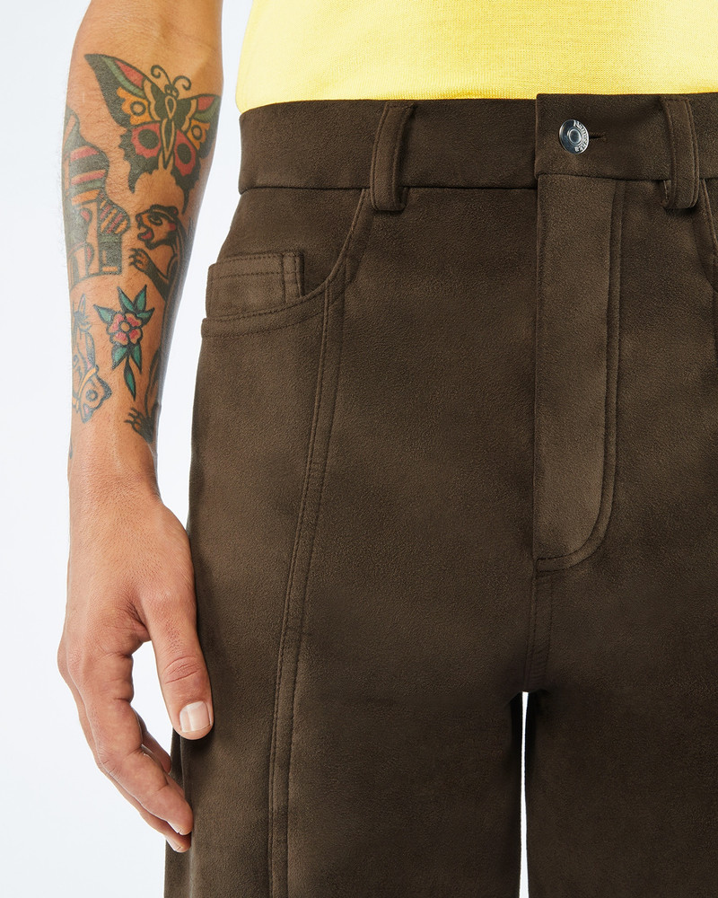 Nanushka TIBES - Alt-suede split-hem pants - Coffee bean outlook