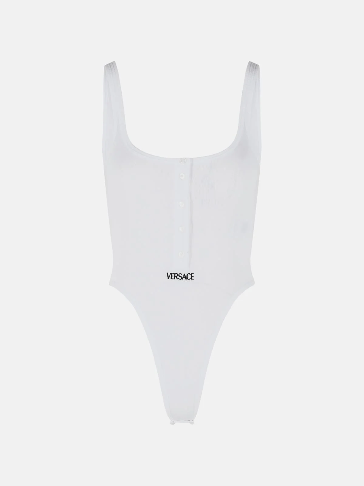 WHITE STRETCH COTTON BODYSUIT - 1
