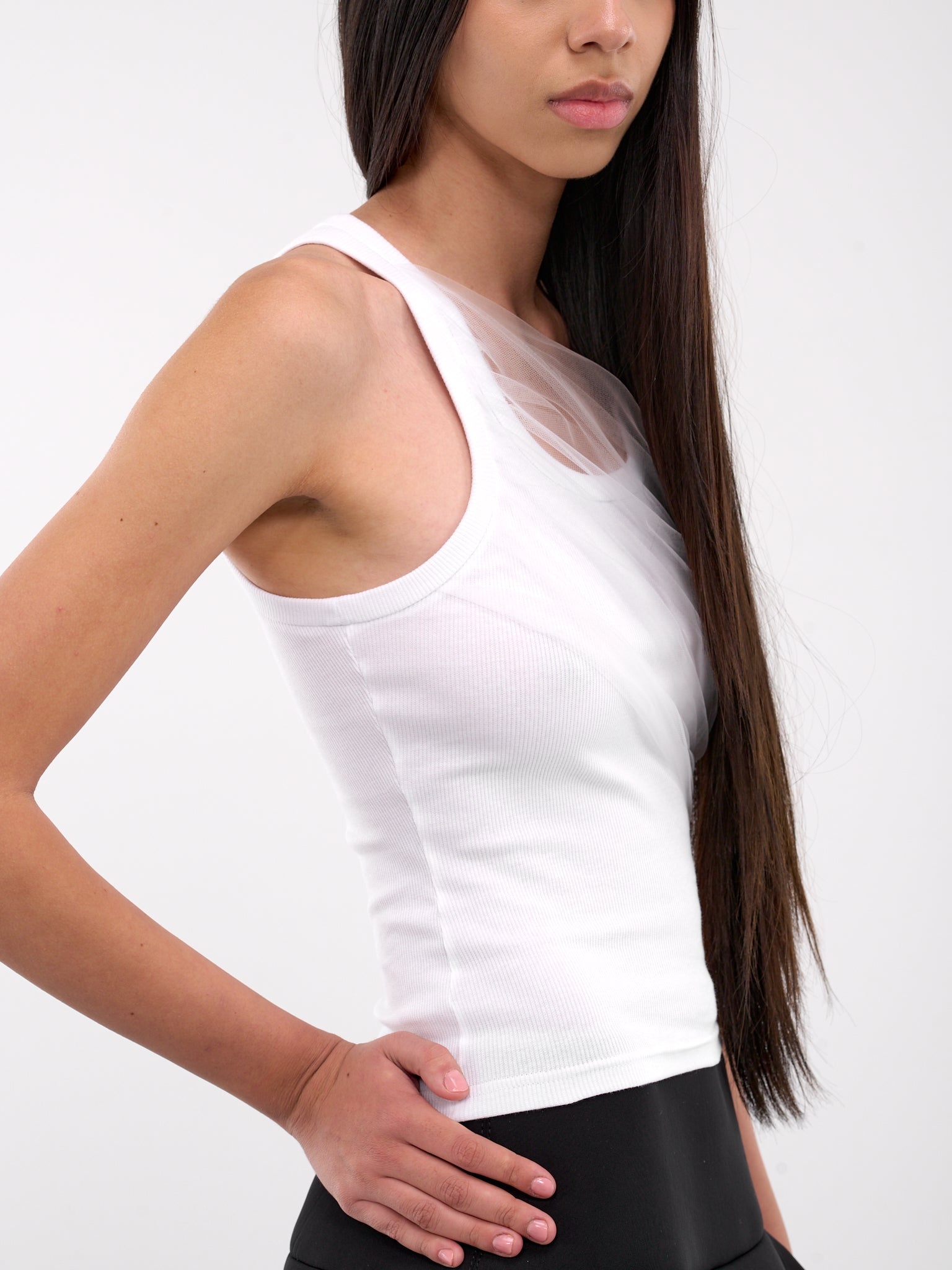Front Tulle Gathered Tank - 4