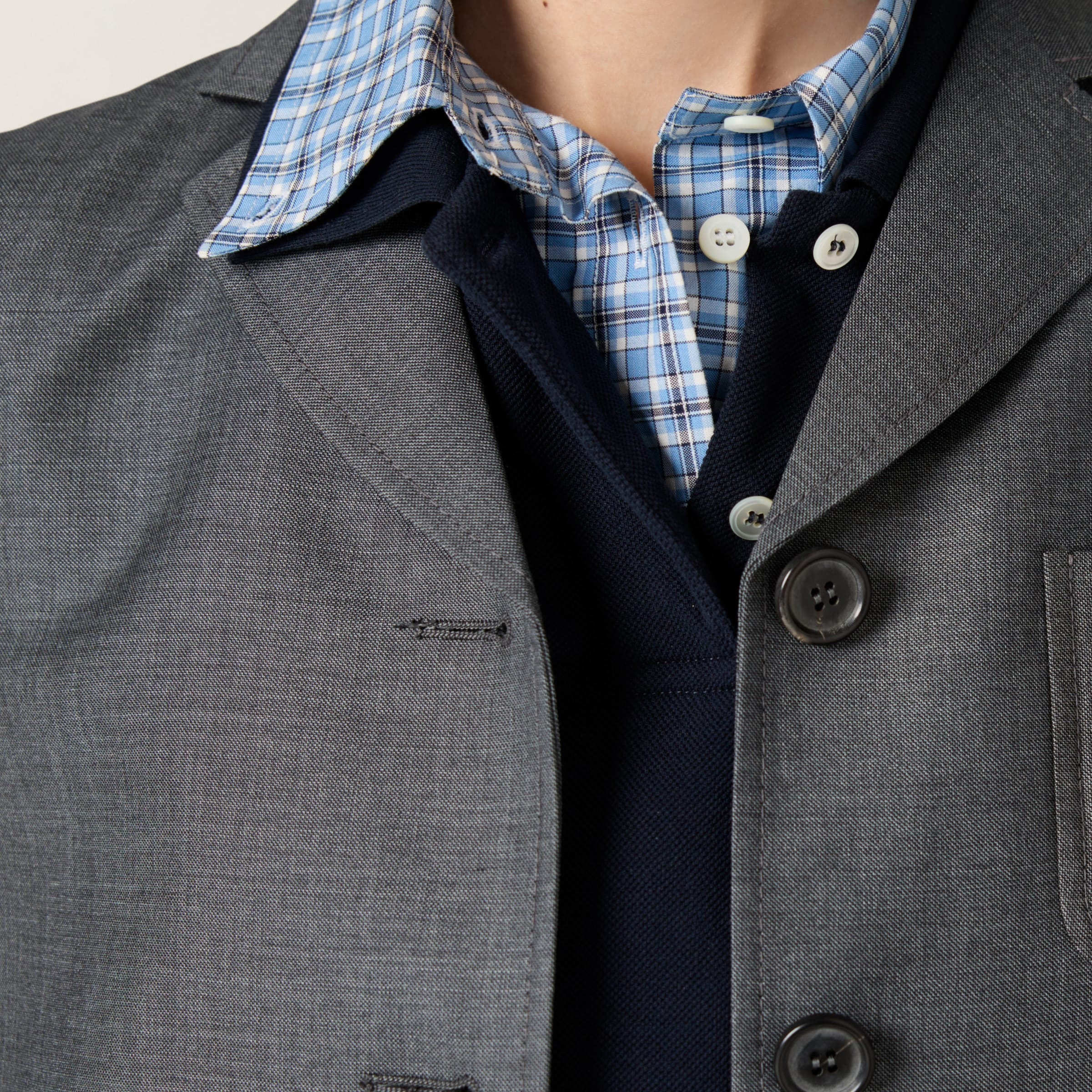 Single-breasted grisaille jacket with logo - 4