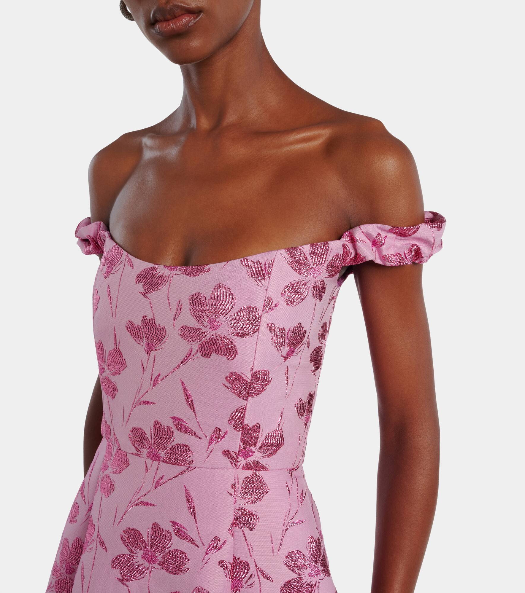 Yolanda floral off-shoulder brocade gown - 4