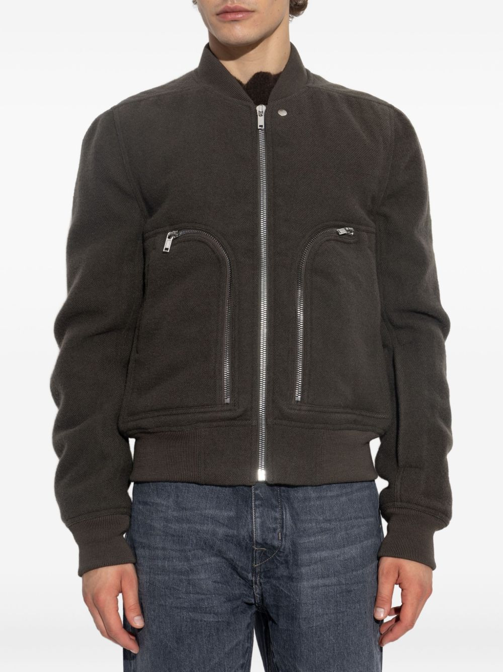 zip-fastening pocket bomber jacket - 3