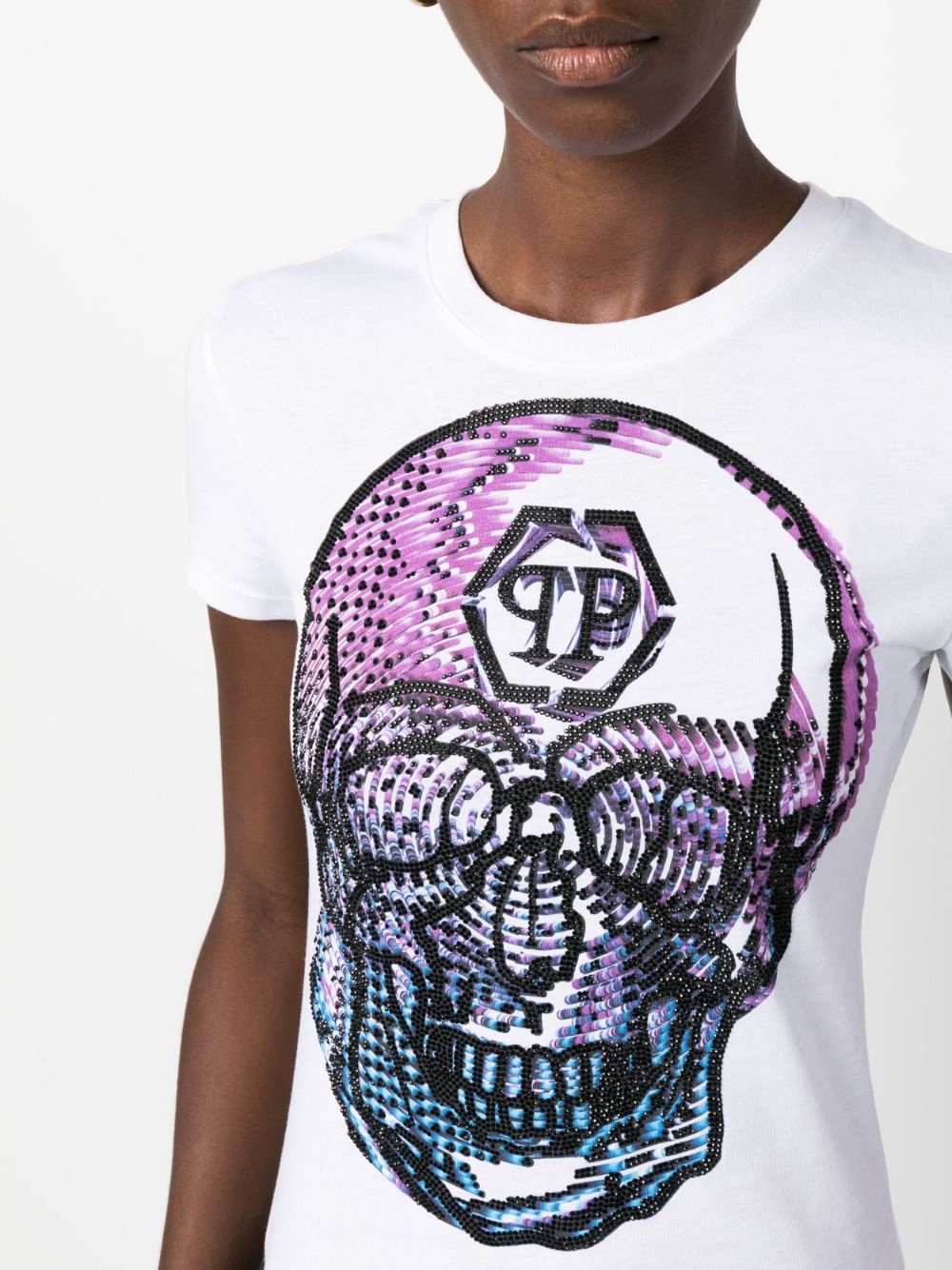 crystal-embellished skull-print T-shirt - 5