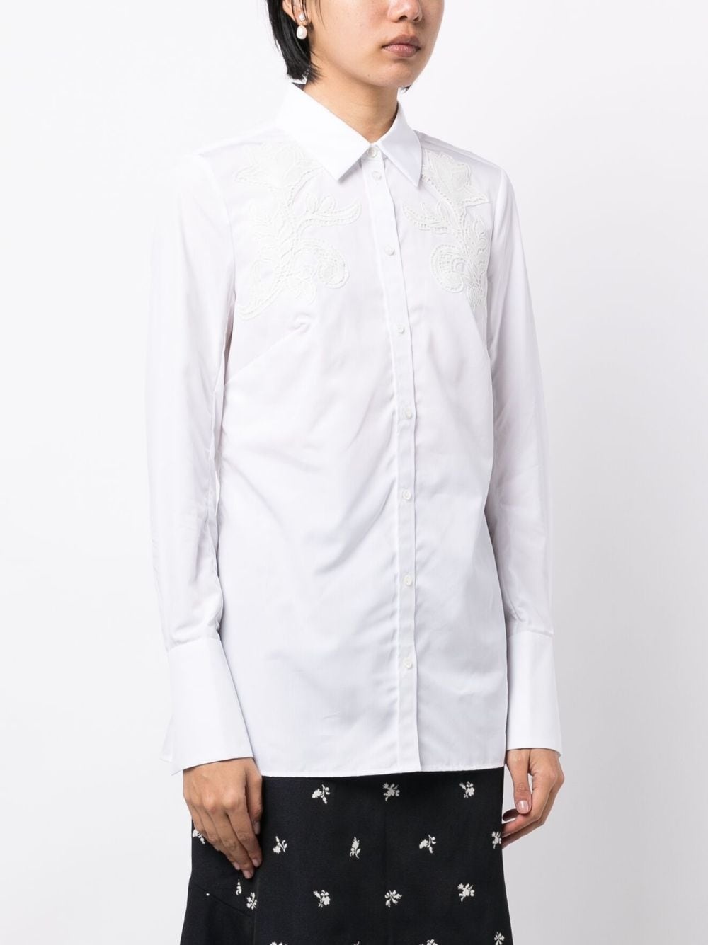 spread-collar cotton shirt - 3