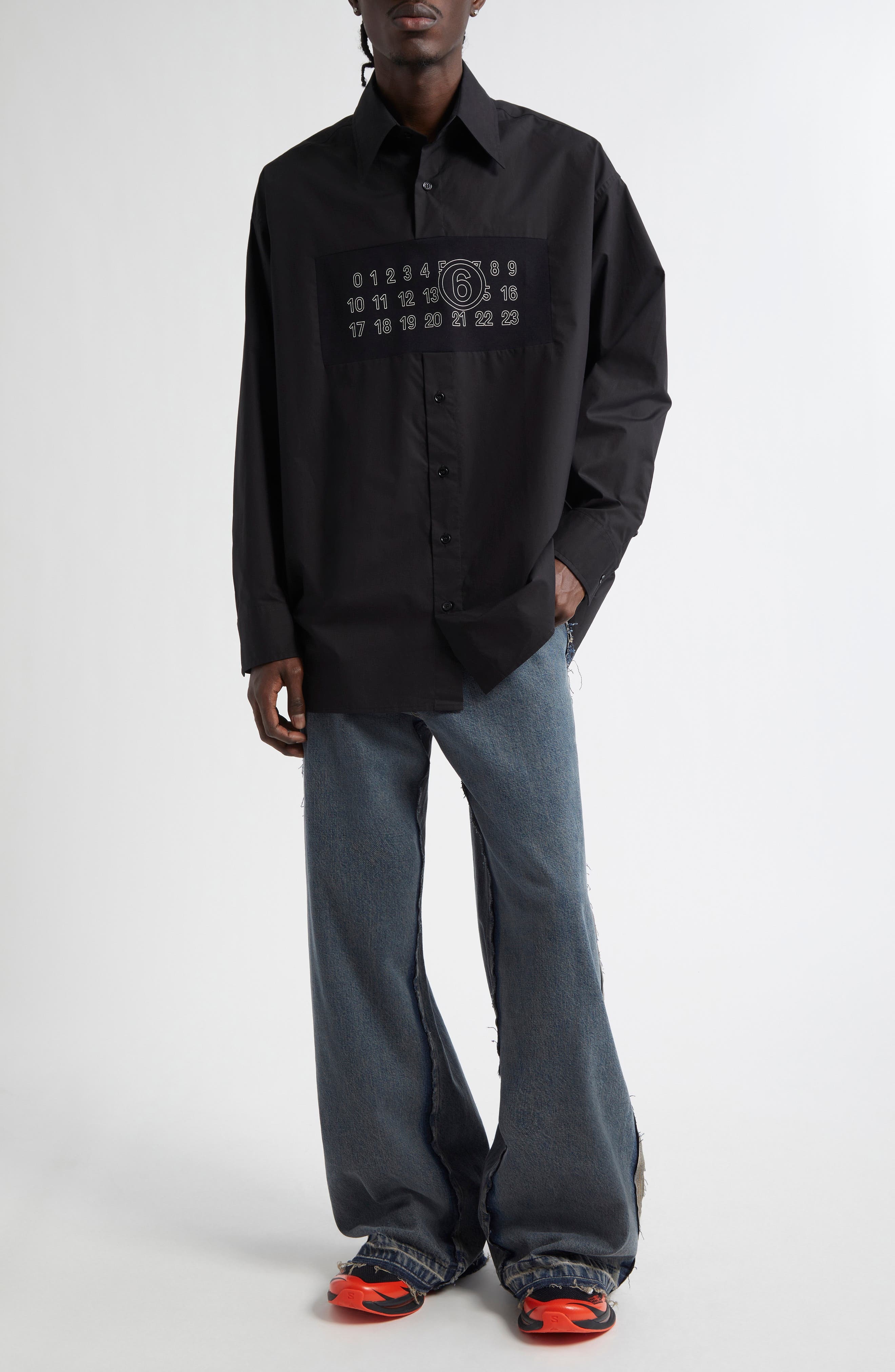 MM6 Maison Margiela Wide Leg Jeans in Light Grey at Nordstrom - 8