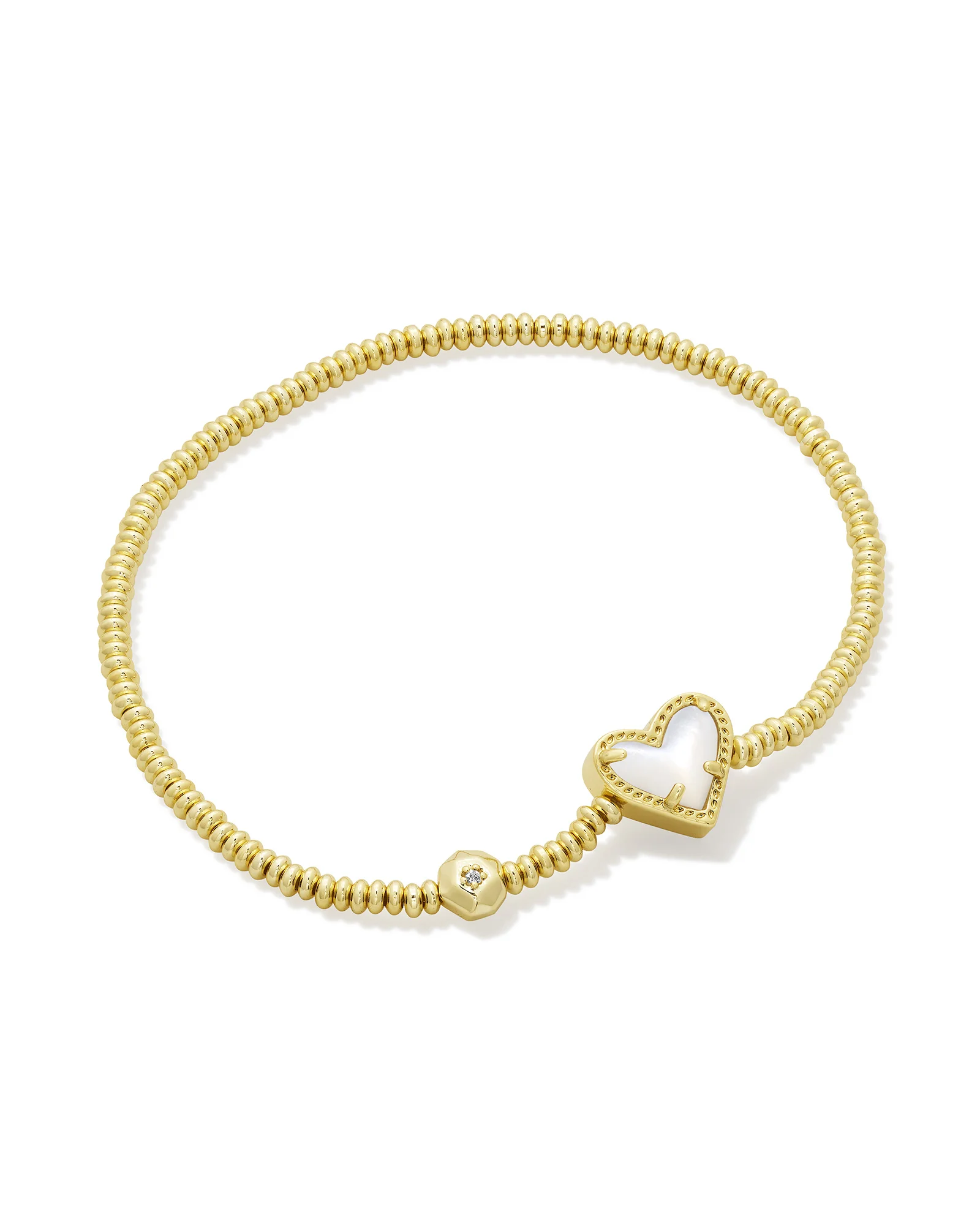 Ari Heart Gold Stretch Bracelet in Ivory Mother-of-Pearl - 1