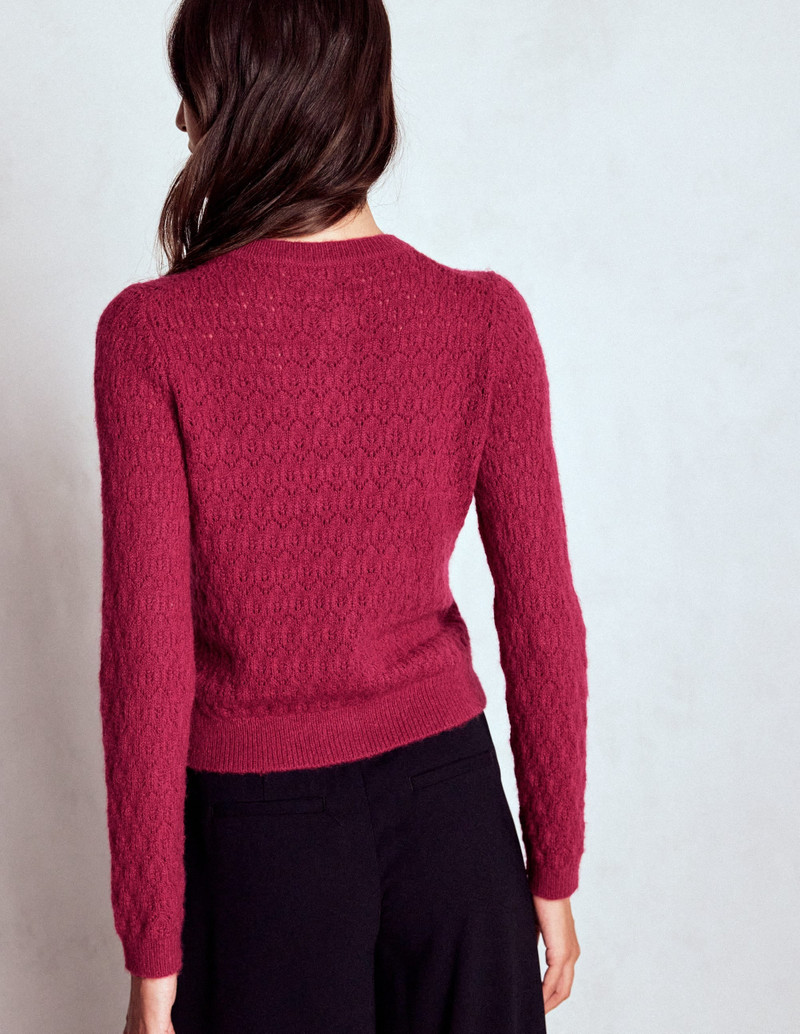 Jewel Button Cardigan-Ruby Red 4