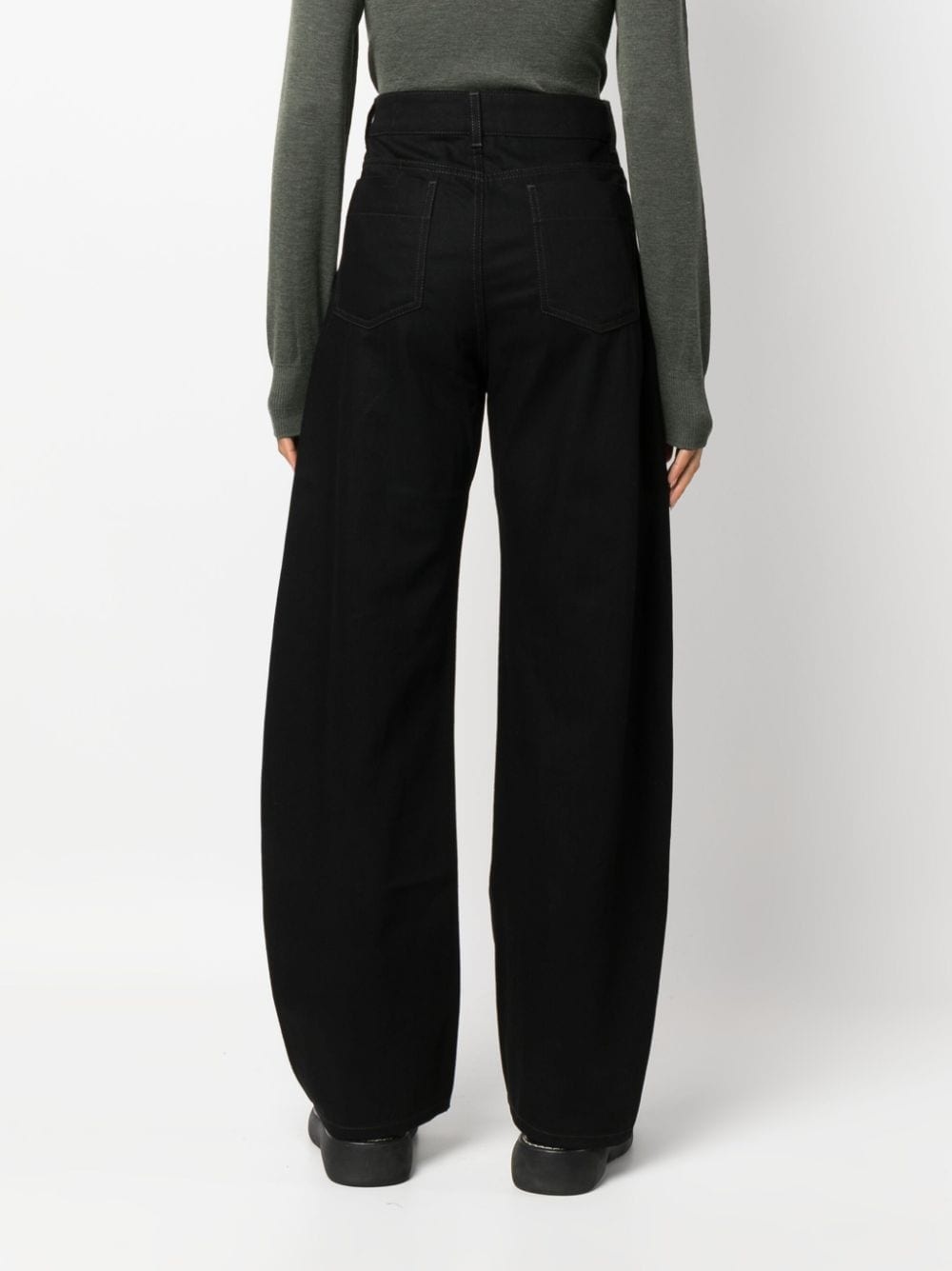 Cotton high-waisted trousers - 4