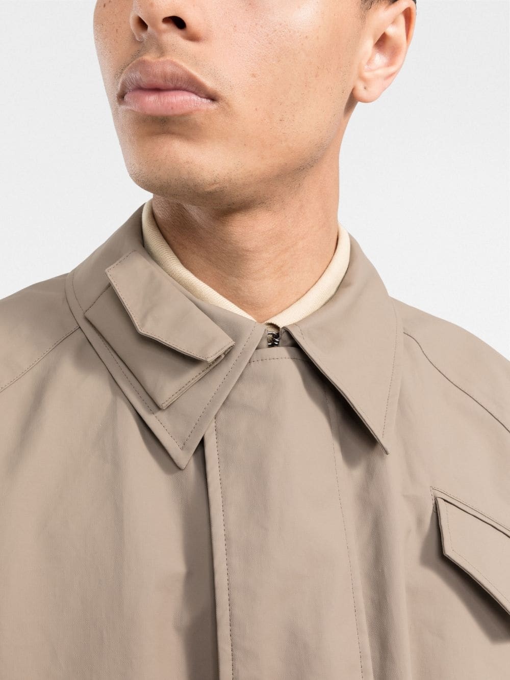 asymmetric-hem shirt jacket - 5