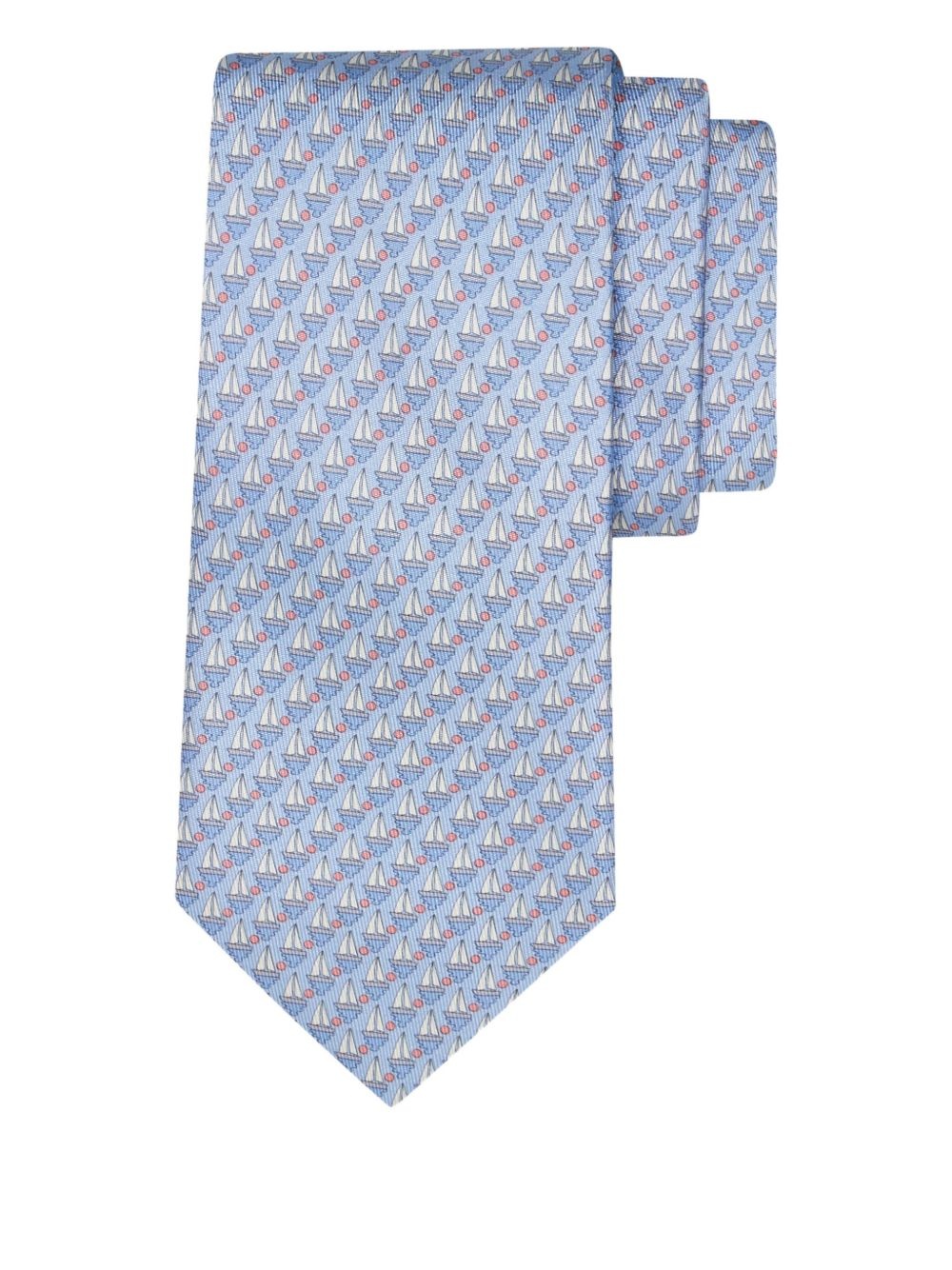 sailboat-print silk tie - 1