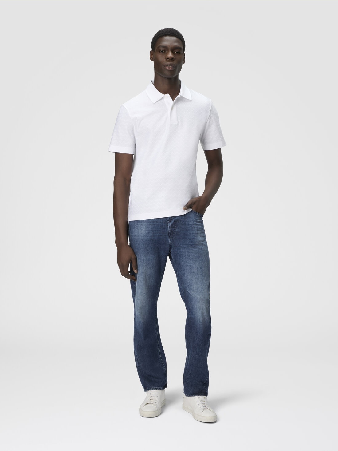 Tonal zigzag cotton jersey polo shirt - 2