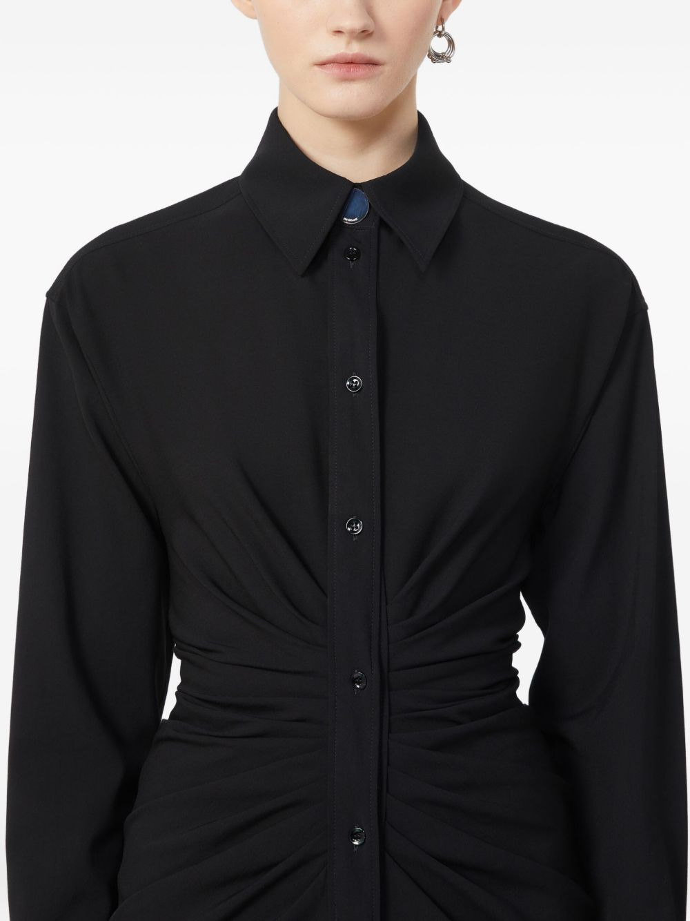 button-cuff shirred dress - 5