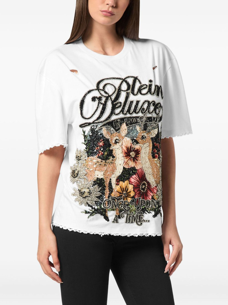 PHILIPP PLEIN sequin-embellished distressed T-shirt outlook