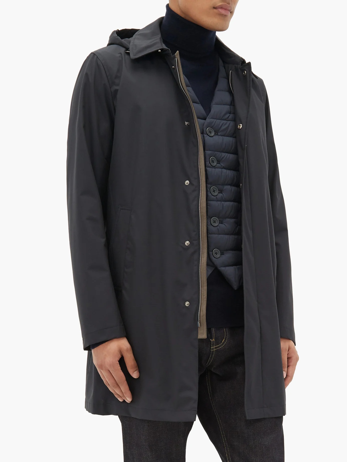 Hooded wool-blend raincoat - 6