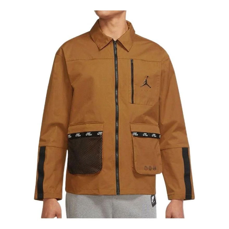 Air Jordan SS22 Cargo Sports lapel Jacket Brown Yellow DJ0243-241 - 1